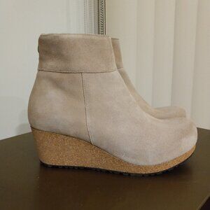 Birkenstock Light Tan Ankle Booties with Cork Wedge